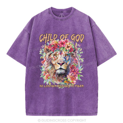 Child Of God Boho Lion Christian Washed T-Shirt