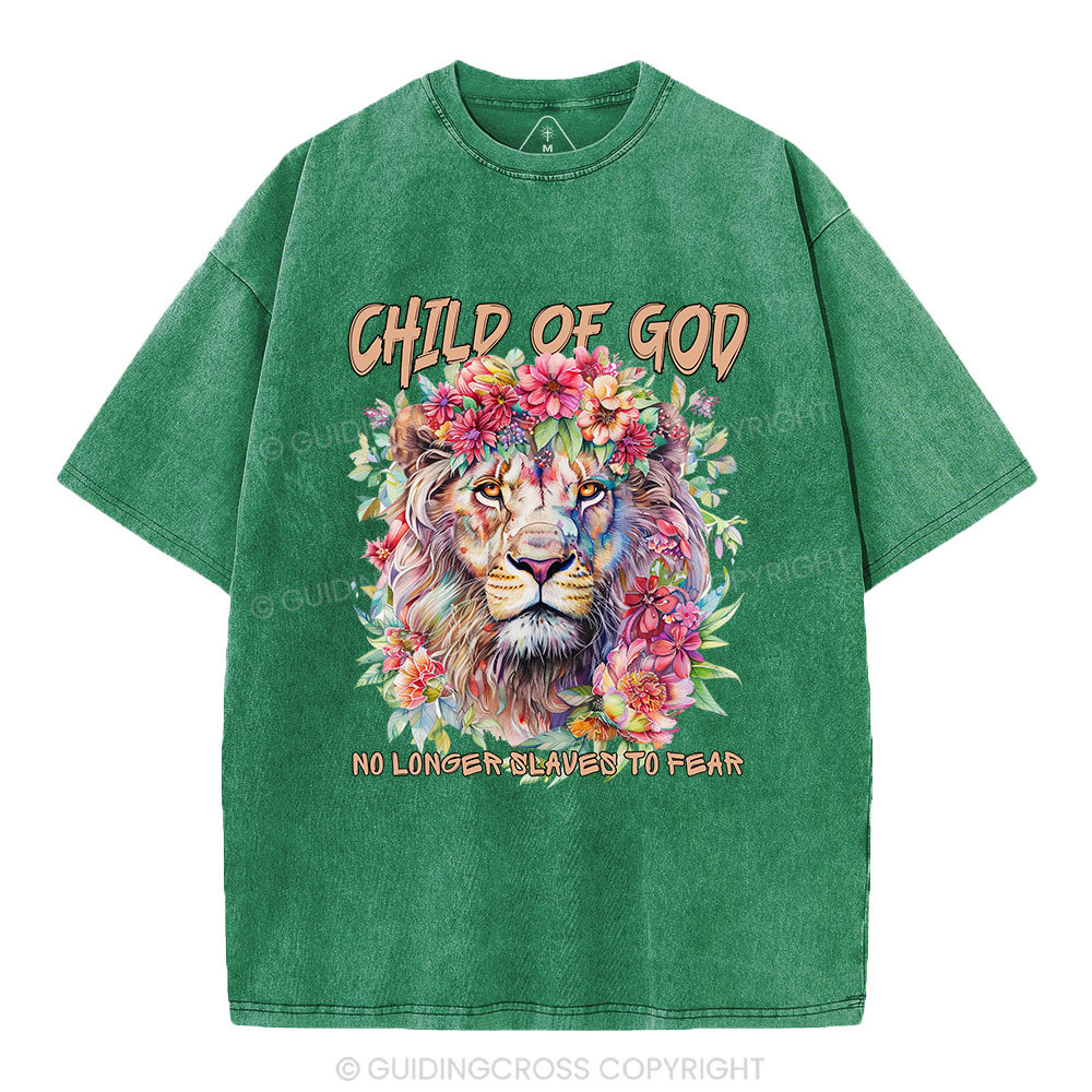 Child Of God Boho Lion Christian Washed T-Shirt
