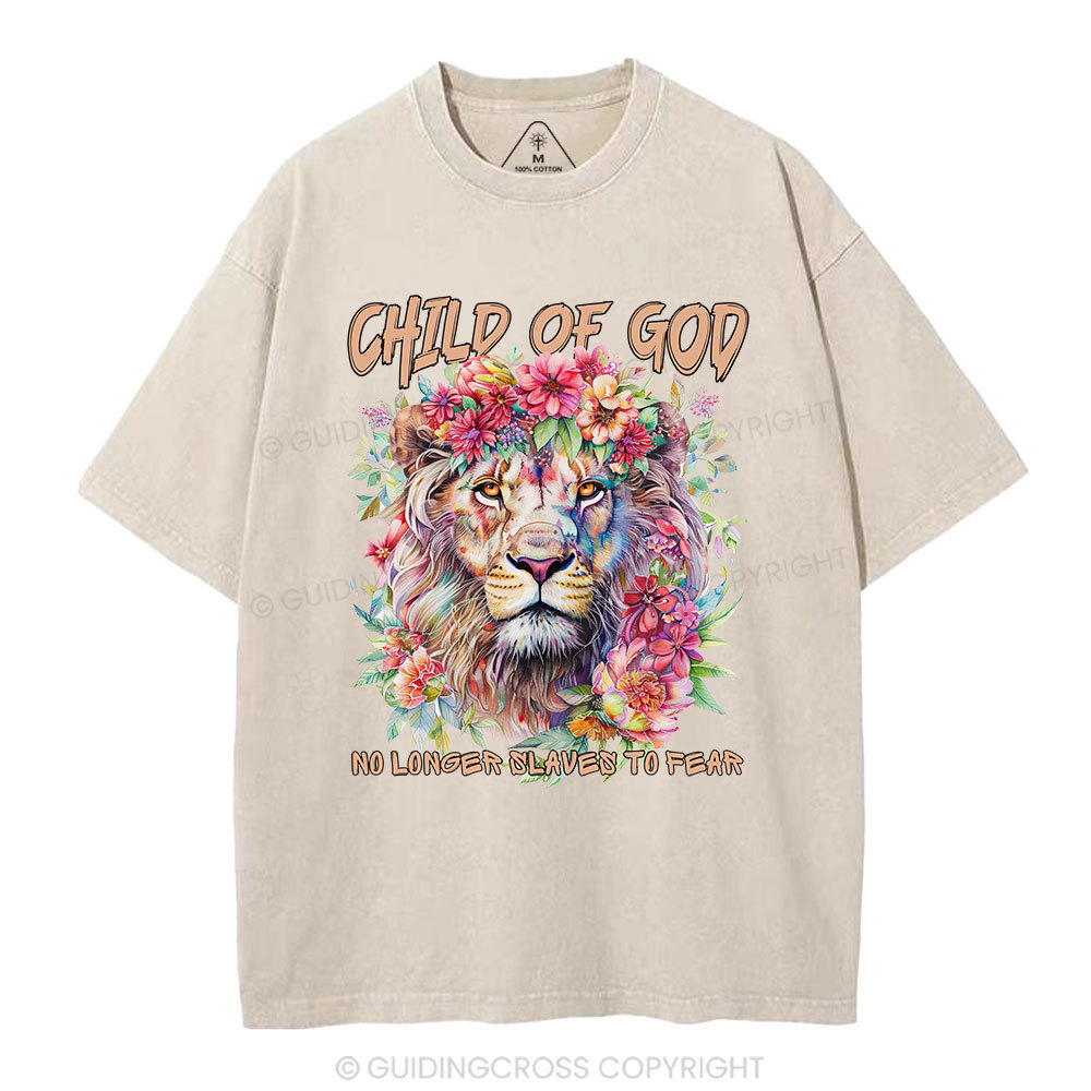 Child Of God Boho Lion Christian Washed T-Shirt