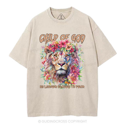 Child Of God Boho Lion Christian Washed T-Shirt