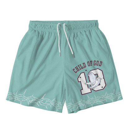 Child Of God Christian Brown Mesh Shorts