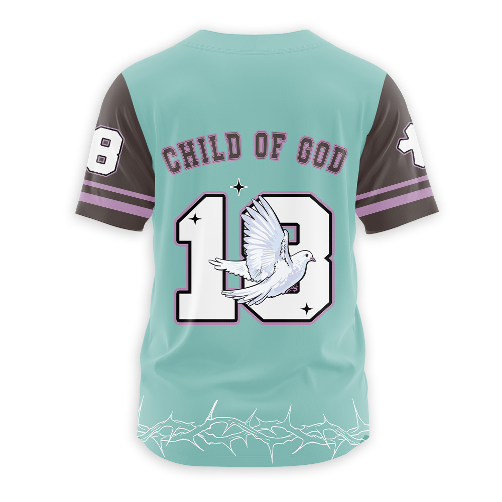 Child Of God Christian Green Baseball Jersey