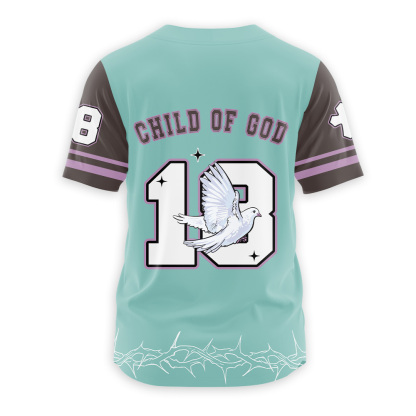 Child Of God Christian Green Baseball Jersey