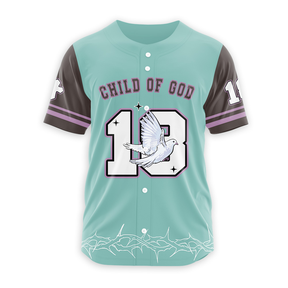 Child Of God Christian Green Baseball Jersey