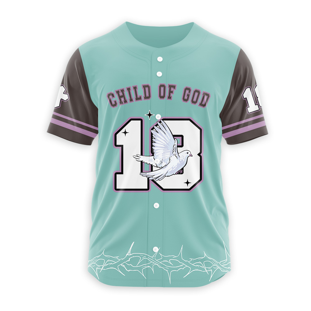 Child Of God Christian Green Baseball Jersey