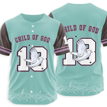 Child Of God Christian Green Baseball Jersey