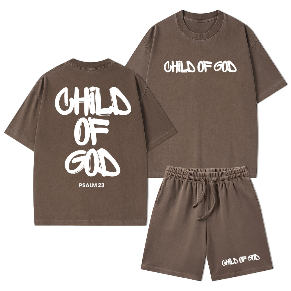 Child Of God Christian Washed T-Shirt & Shorts
