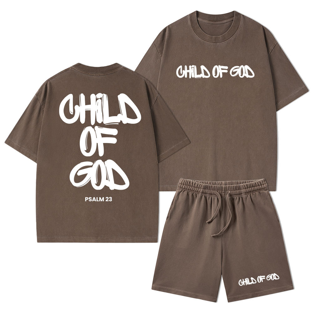 Child Of God Christian Washed T-Shirt & Shorts