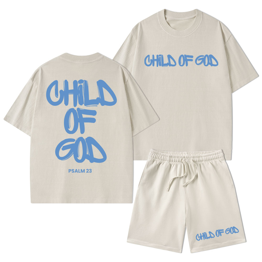 Child Of God Christian Washed T-Shirt & Shorts
