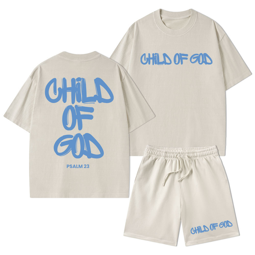 Child Of God Christian Washed T-Shirt & Shorts