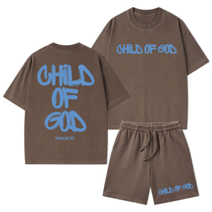 Child Of God Christian Washed T-Shirt & Shorts