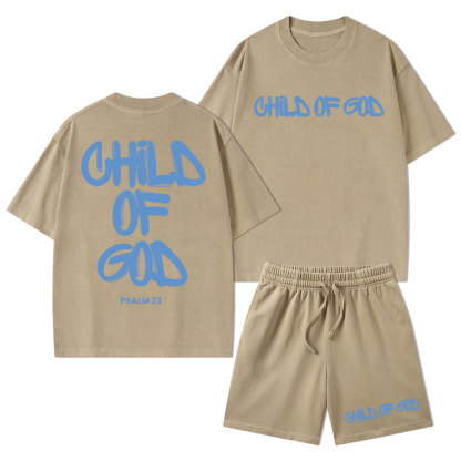 Child Of God Christian Washed T-Shirt & Shorts