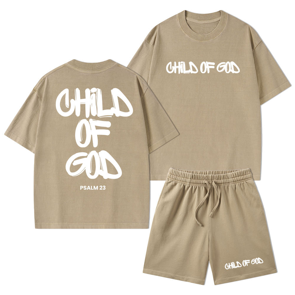 Child Of God Christian Washed T-Shirt & Shorts