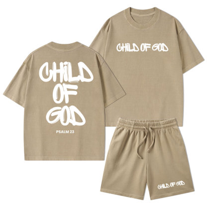 Child Of God Christian Washed T-Shirt & Shorts