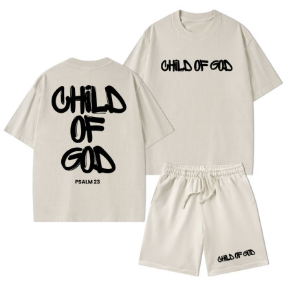 Child Of God Christian Washed T-Shirt & Shorts