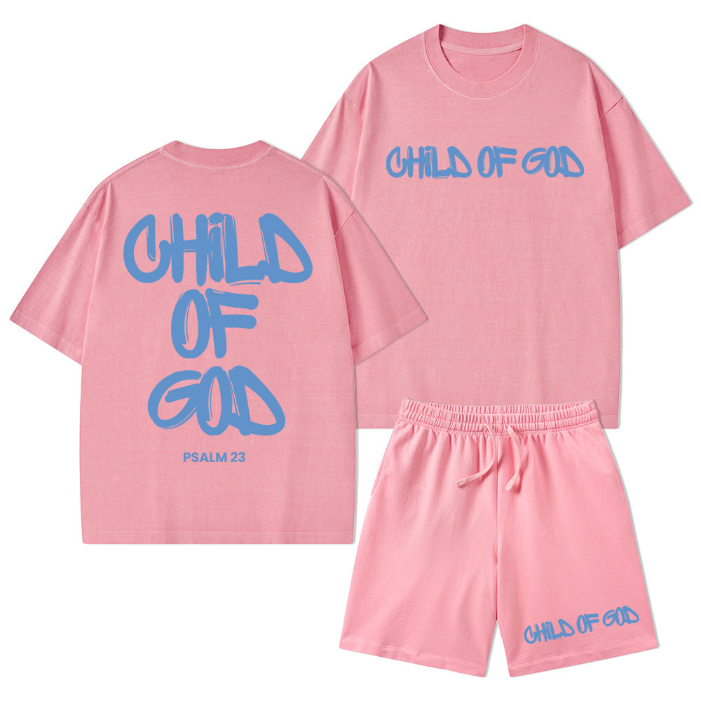Child Of God Christian Washed T-Shirt & Shorts