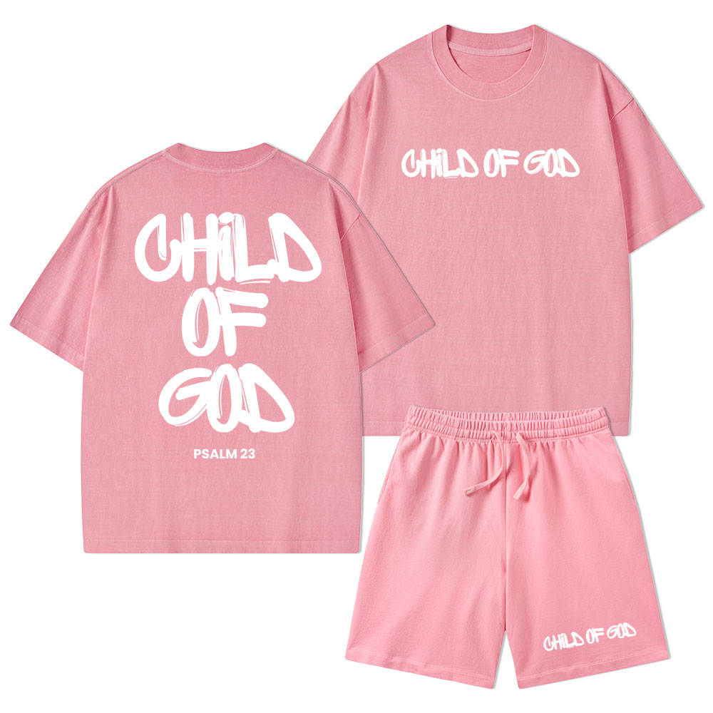 Child Of God Christian Washed T-Shirt & Shorts