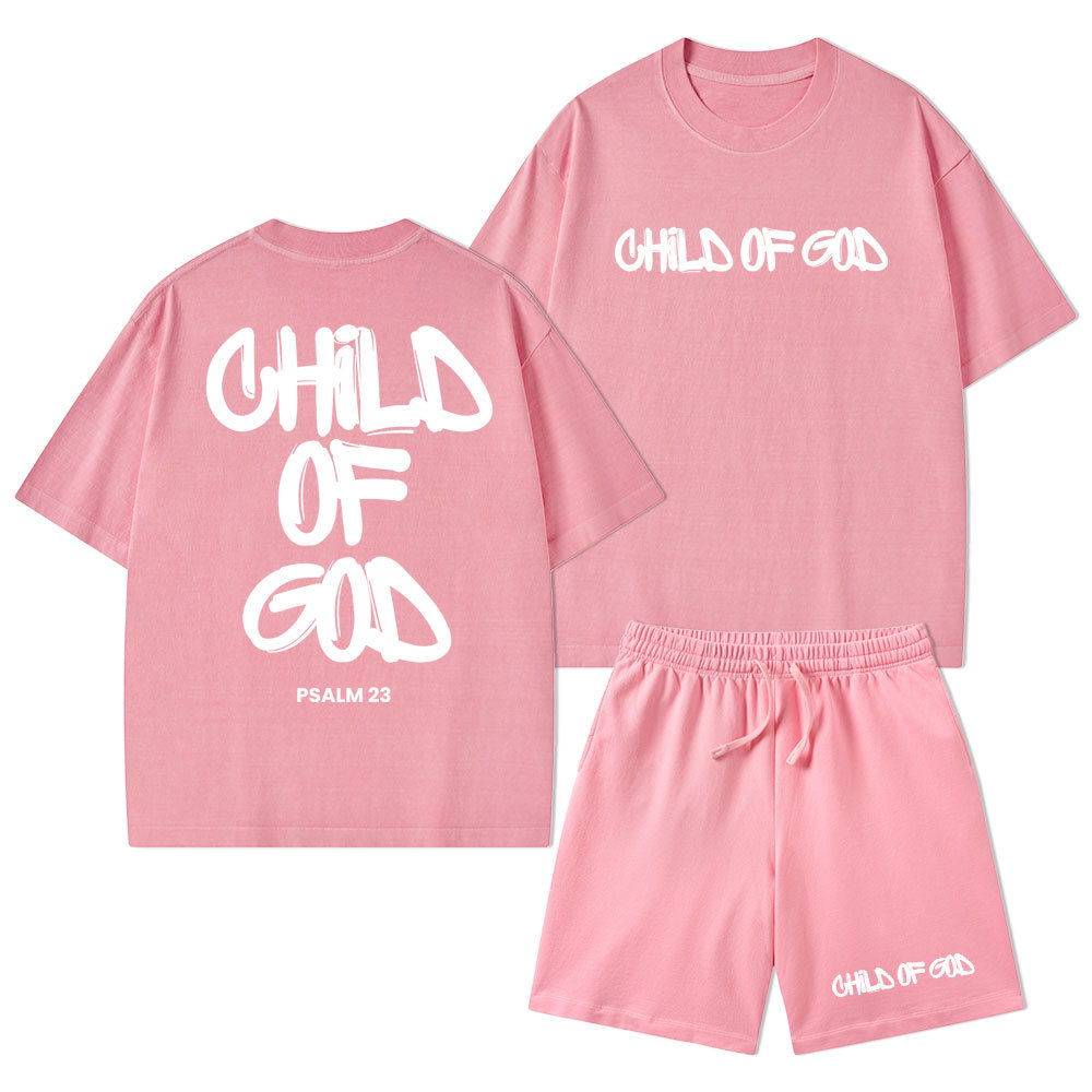 Child Of God Christian Washed T-Shirt & Shorts