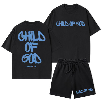 Child Of God Christian Washed T-Shirt & Shorts