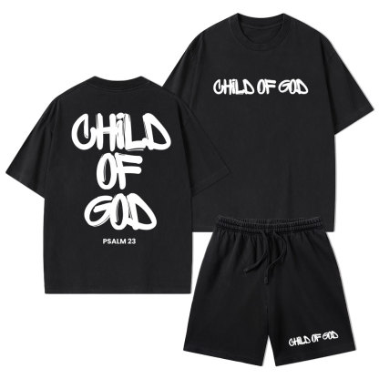 Child Of God Christian Washed T-Shirt & Shorts