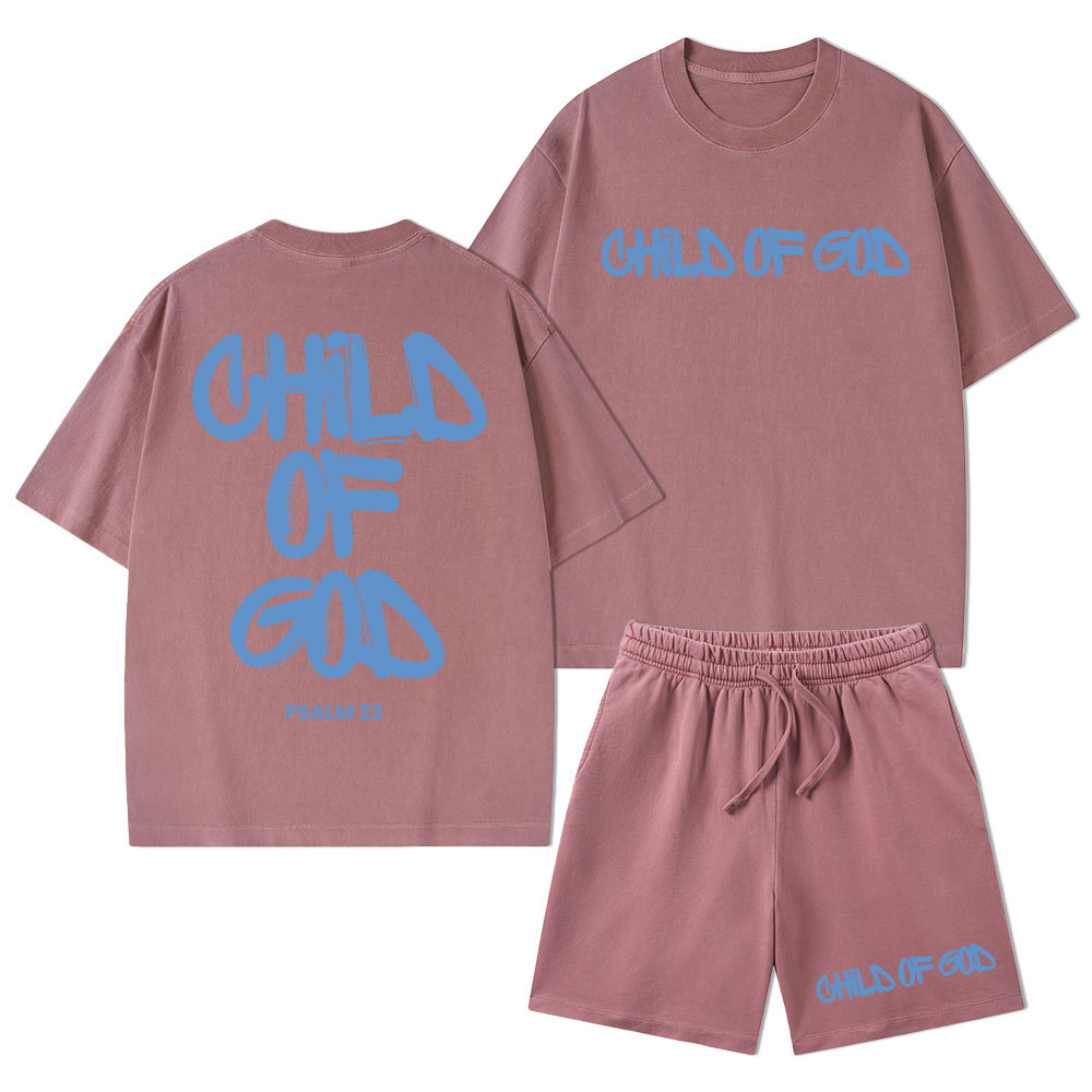 Child Of God Christian Washed T-Shirt & Shorts