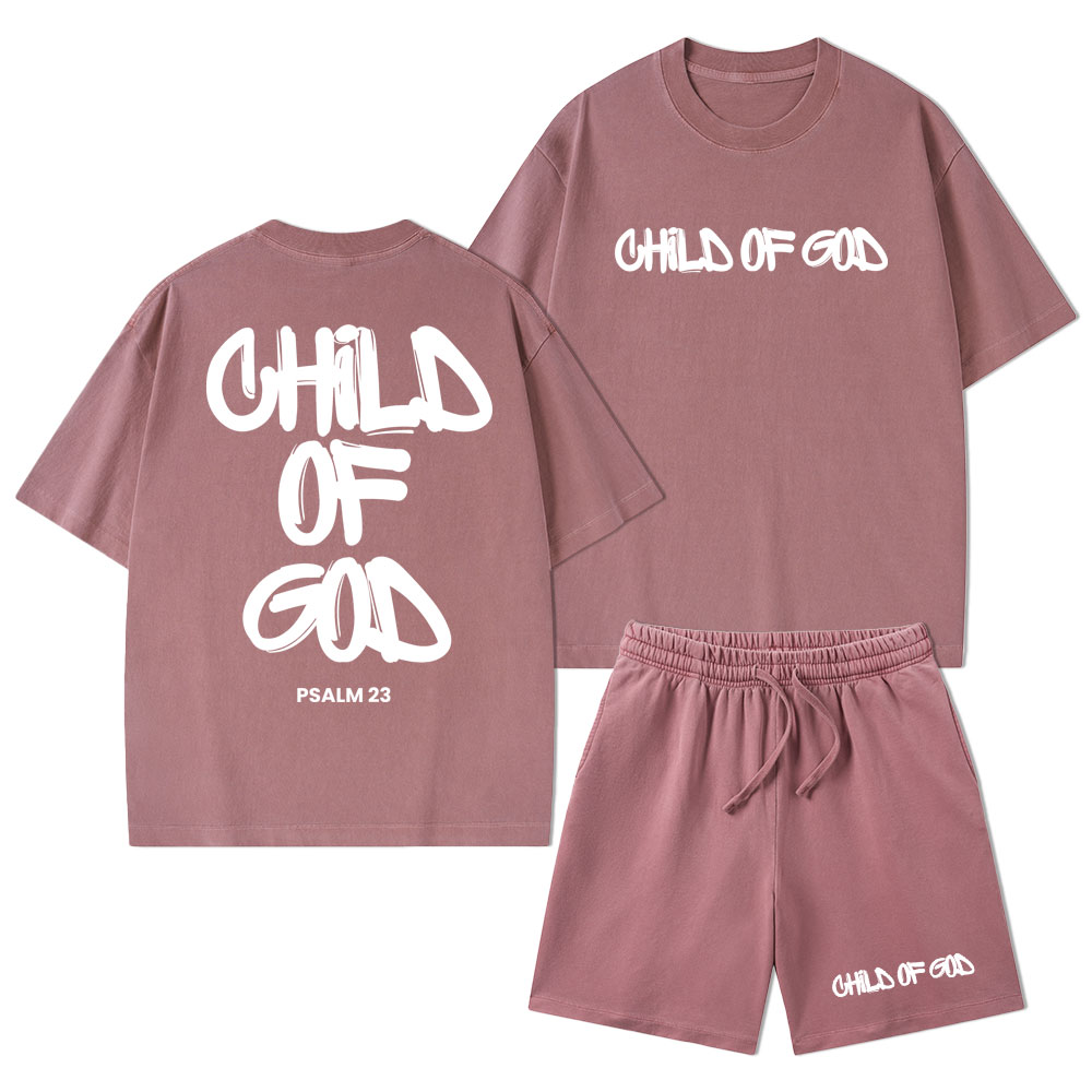 Child Of God Christian Washed T-Shirt & Shorts