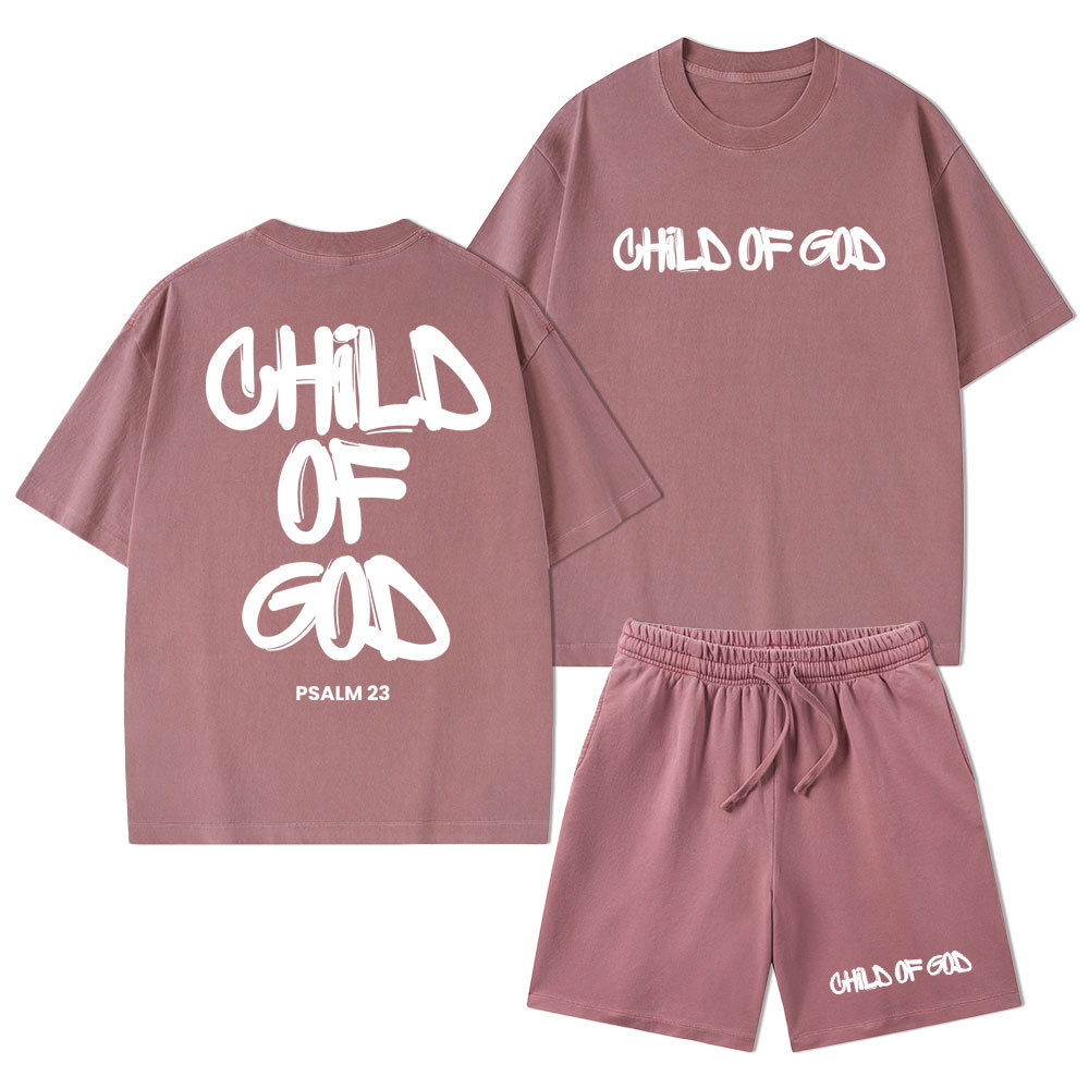 Child Of God Christian Washed T-Shirt & Shorts