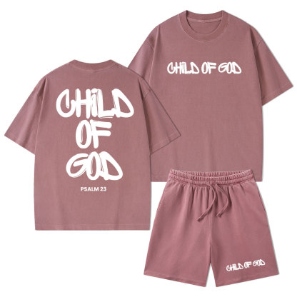 Child Of God Christian Washed T-Shirt & Shorts