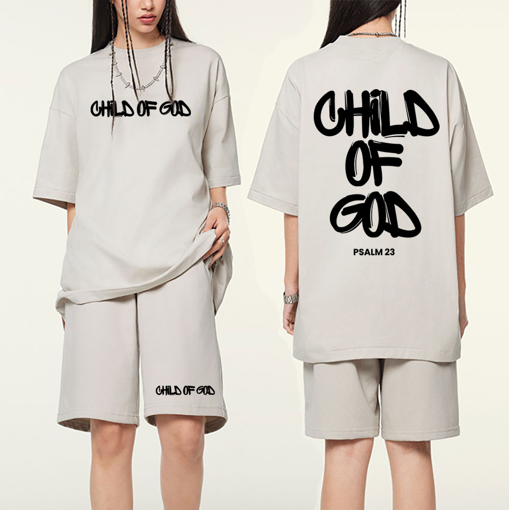 Child Of God Christian Washed T-Shirt & Shorts