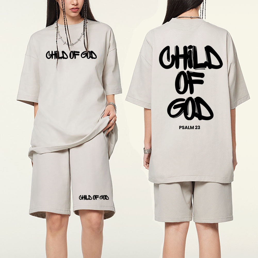 Child Of God Christian Washed T-Shirt & Shorts