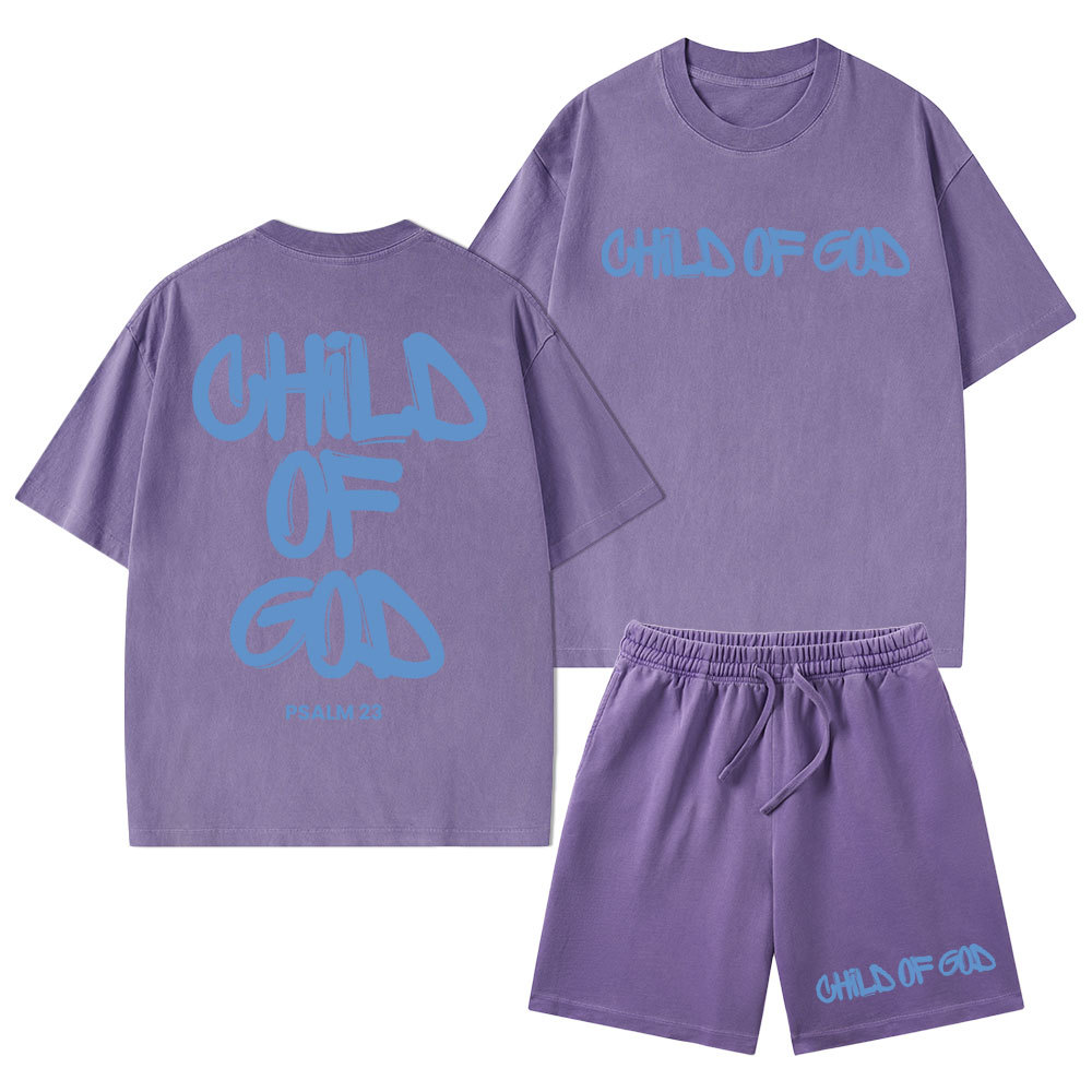 Child Of God Christian Washed T-Shirt & Shorts