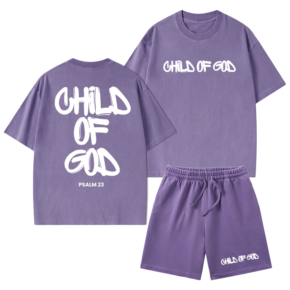 Child Of God Christian Washed T-Shirt & Shorts