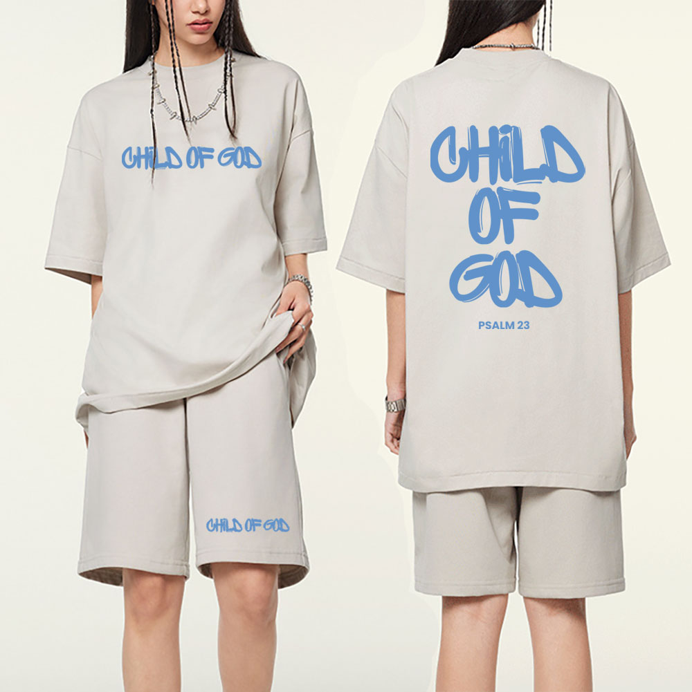 Child Of God Christian Washed T-Shirt & Shorts