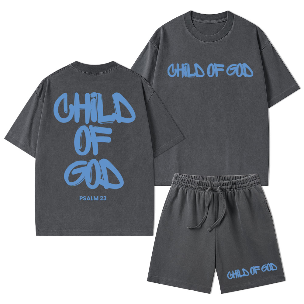 Child Of God Christian Washed T-Shirt & Shorts