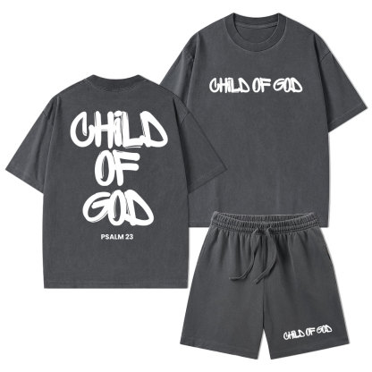 Child Of God Christian Washed T-Shirt & Shorts
