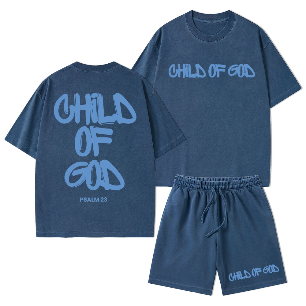 Child Of God Christian Washed T-Shirt & Shorts