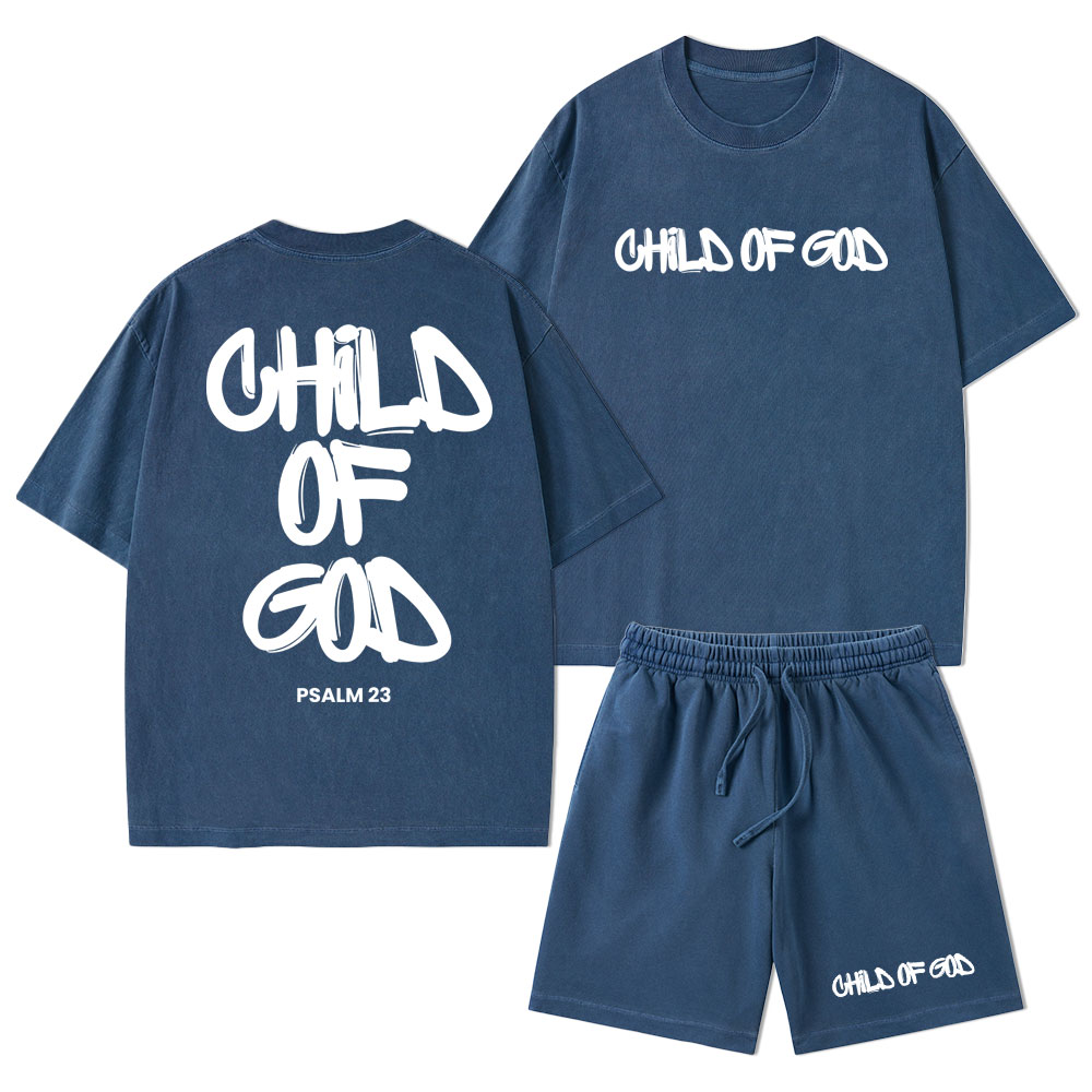 Child Of God Christian Washed T-Shirt & Shorts