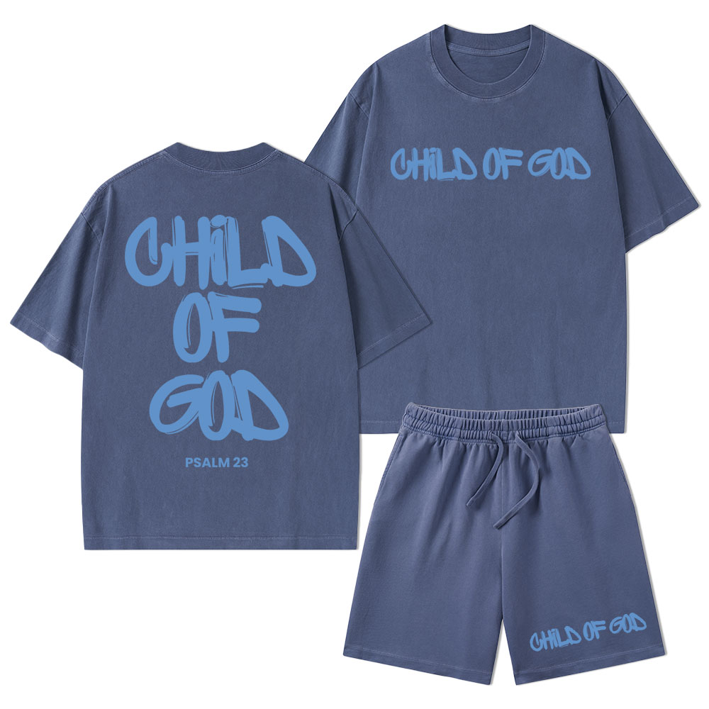 Child Of God Christian Washed T-Shirt & Shorts