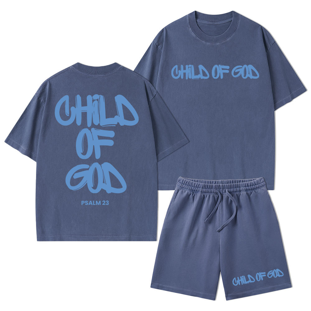 Child Of God Christian Washed T-Shirt & Shorts