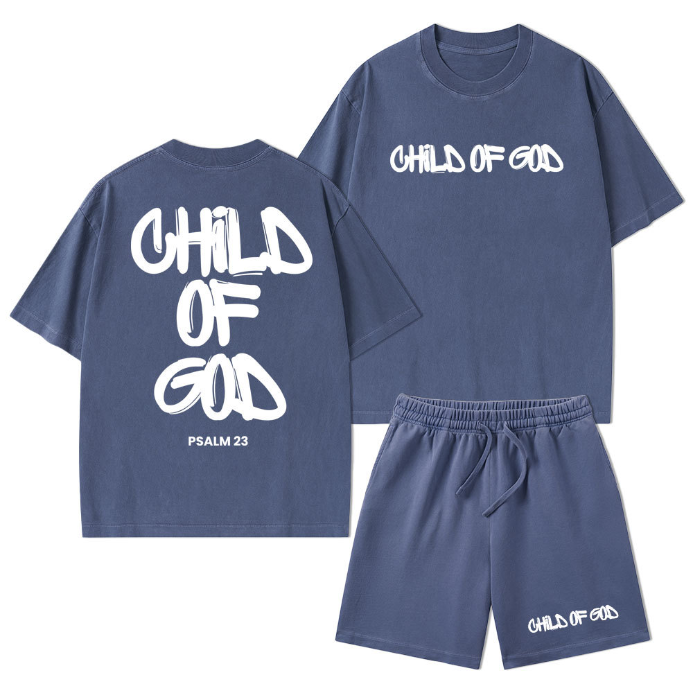Child Of God Christian Washed T-Shirt & Shorts
