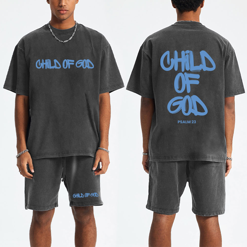Child Of God Christian Washed T-Shirt & Shorts