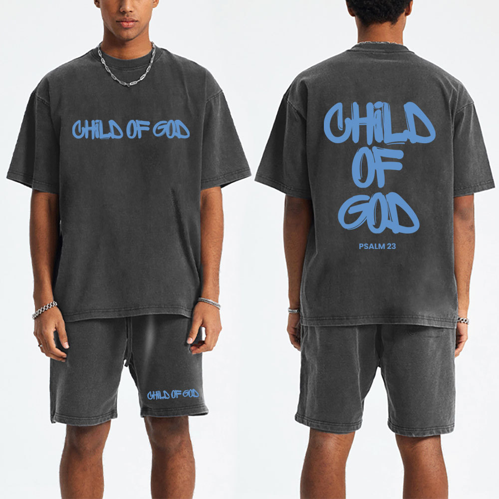 Child Of God Christian Washed T-Shirt & Shorts