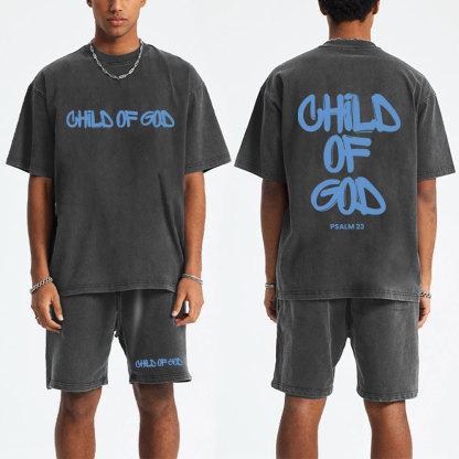 Child Of God Christian Washed T-Shirt & Shorts