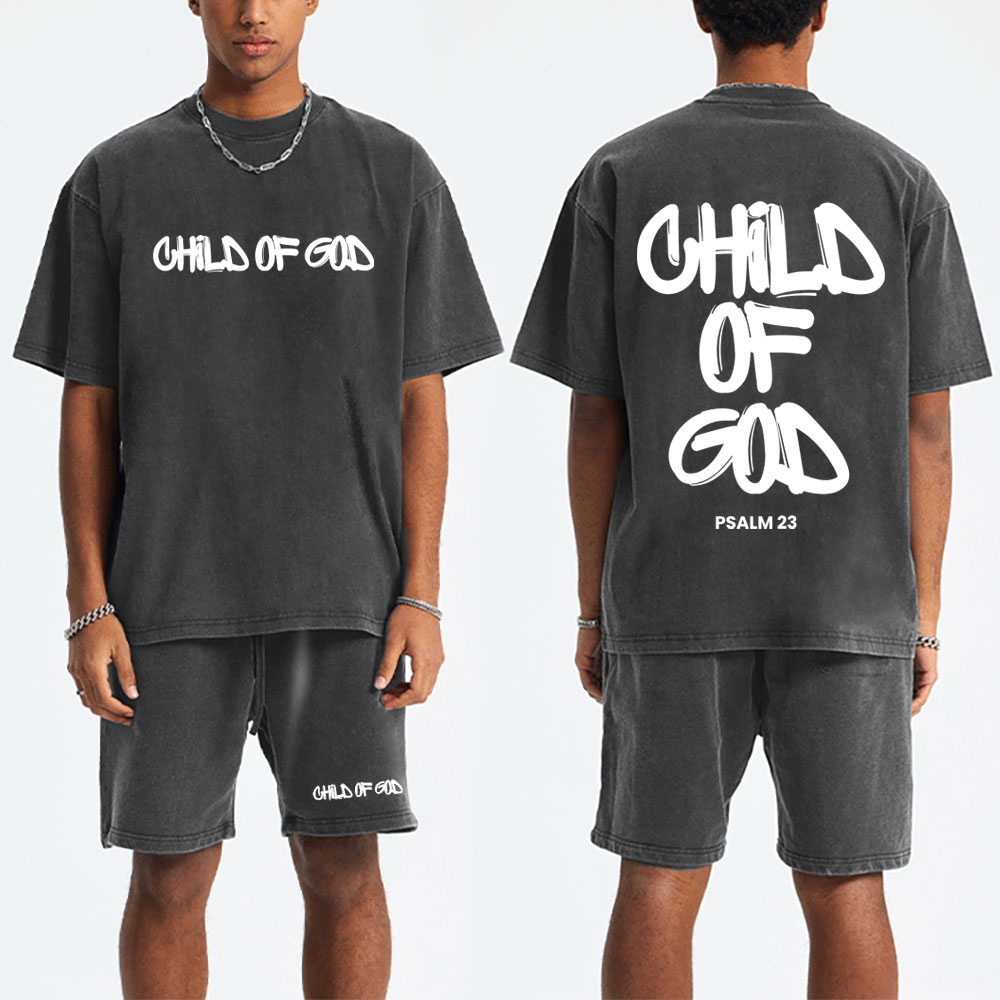 Child Of God Christian Washed T-Shirt & Shorts