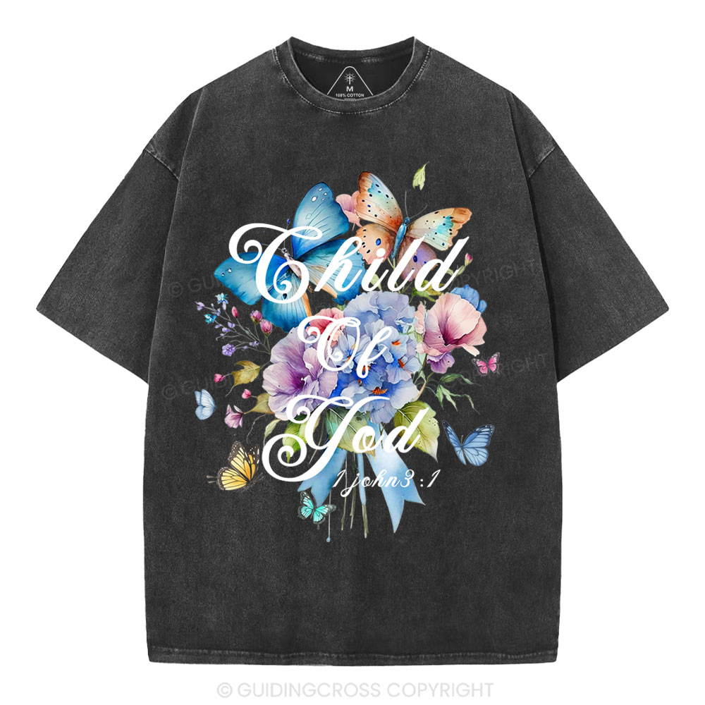 Child Of God Flower Christian Washed T-Shirt