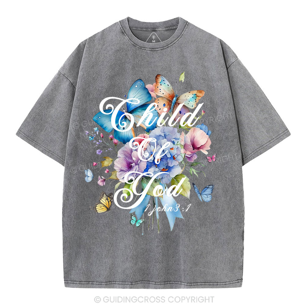Child Of God Flower Christian Washed T-Shirt