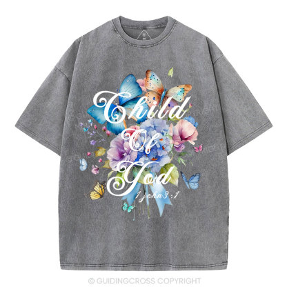 Child Of God Flower Christian Washed T-Shirt