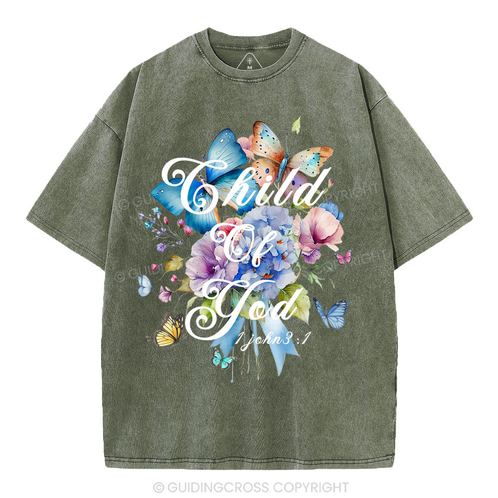 Child Of God Flower Christian Washed T-Shirt