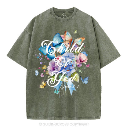 Child Of God Flower Christian Washed T-Shirt