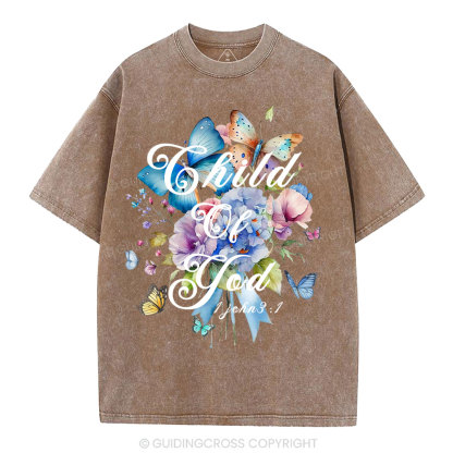 Child Of God Flower Christian Washed T-Shirt
